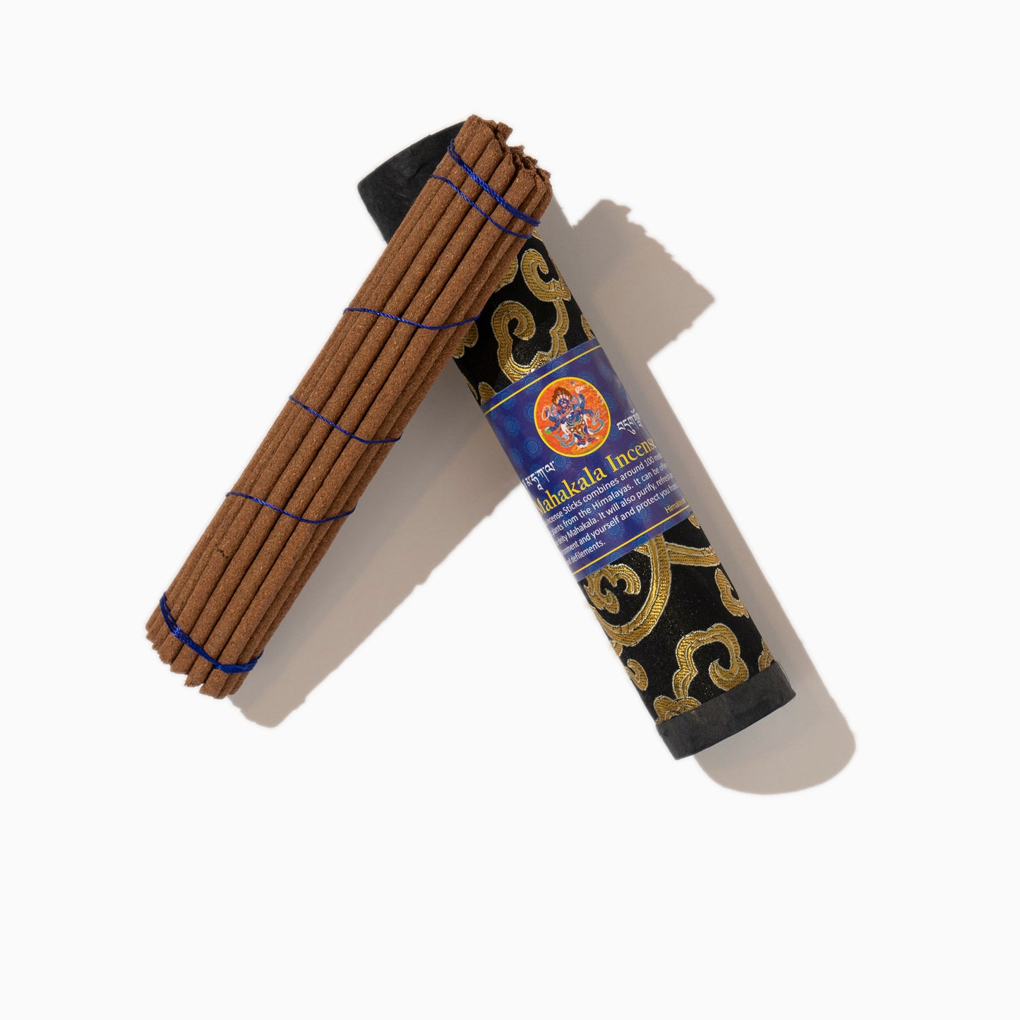 open box of Mahakala Tibetan incense sticks on whiote background