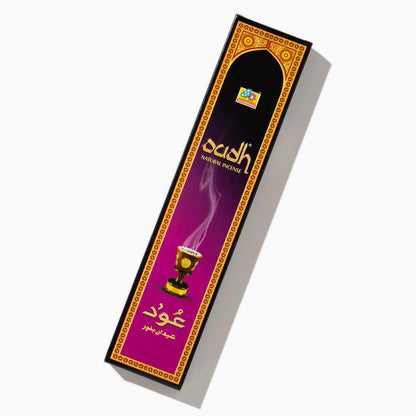 box of Oudh Cycle Indian incense sticks on white background